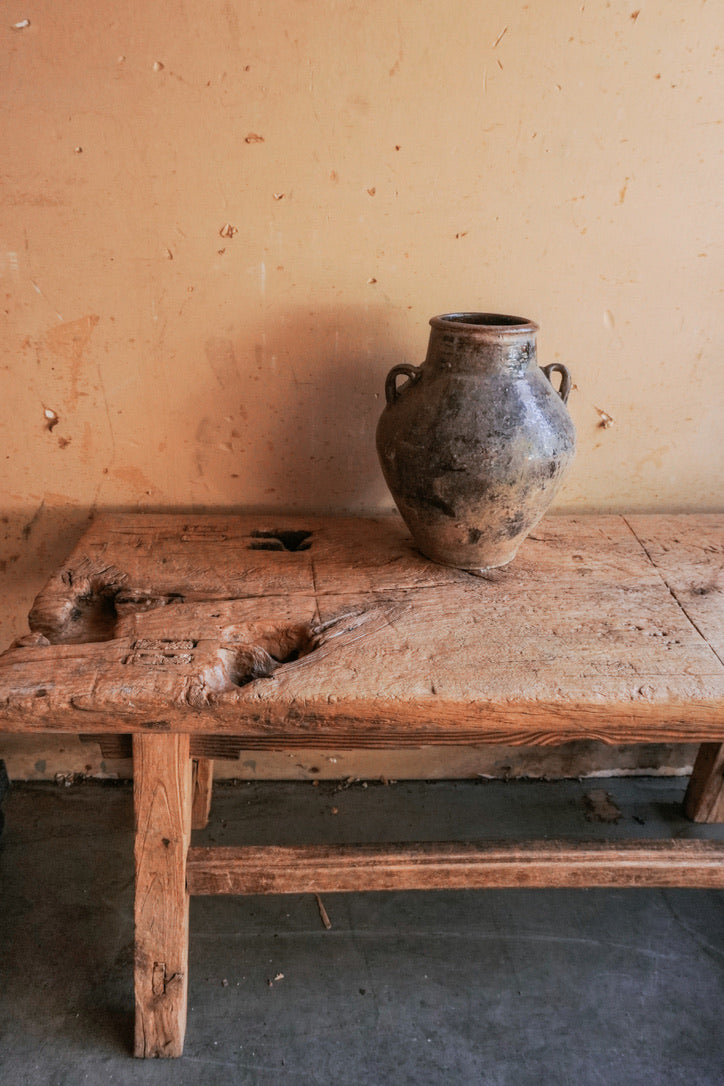 Vintage Rustic Clay Pot with Handles - Pearl Shape