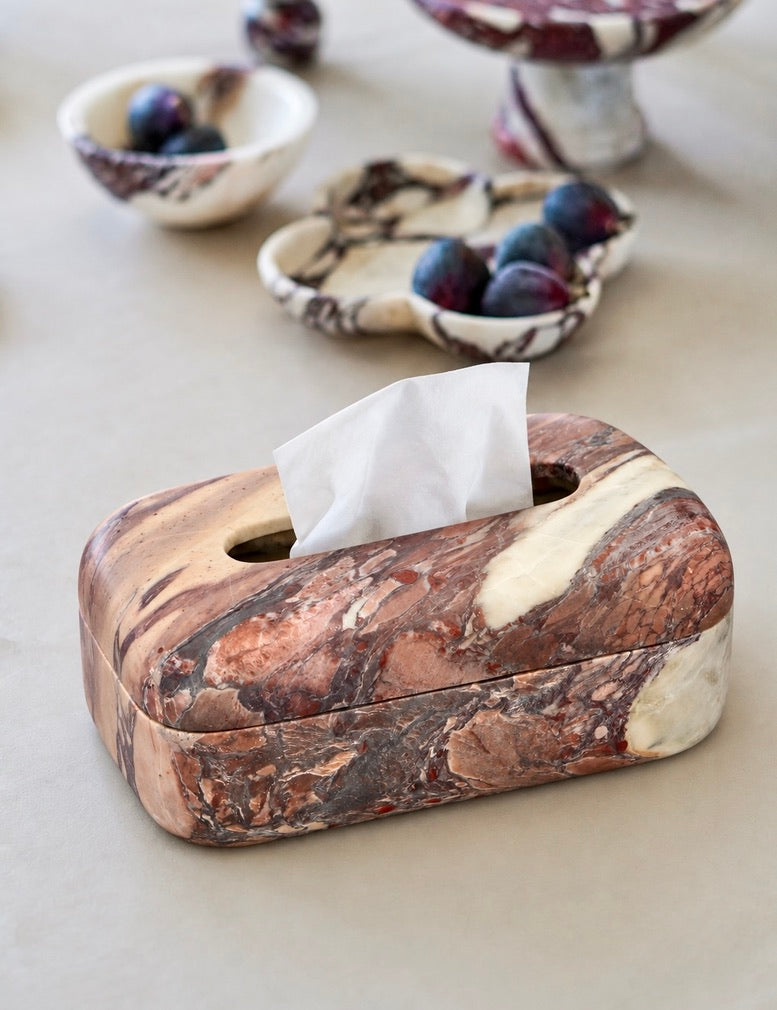 Italian Calacatta Viola Marble Tissue Box