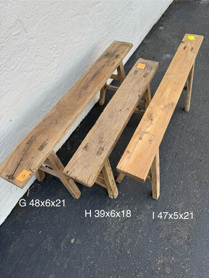 Vintage Wabi-Sabi Rustic Elm Wood Bench - Regular Size