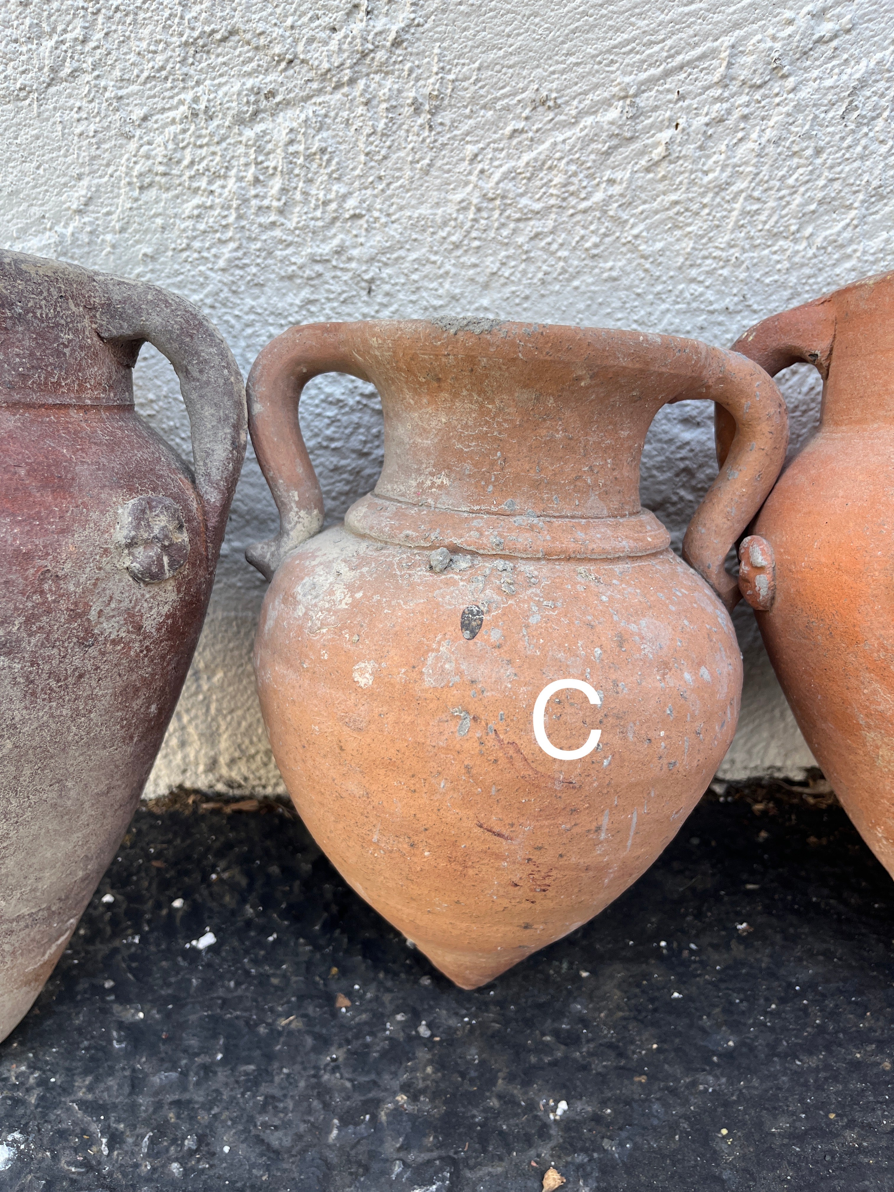 Vintage Rustic Hanging Amphora Pot with Pointed Base