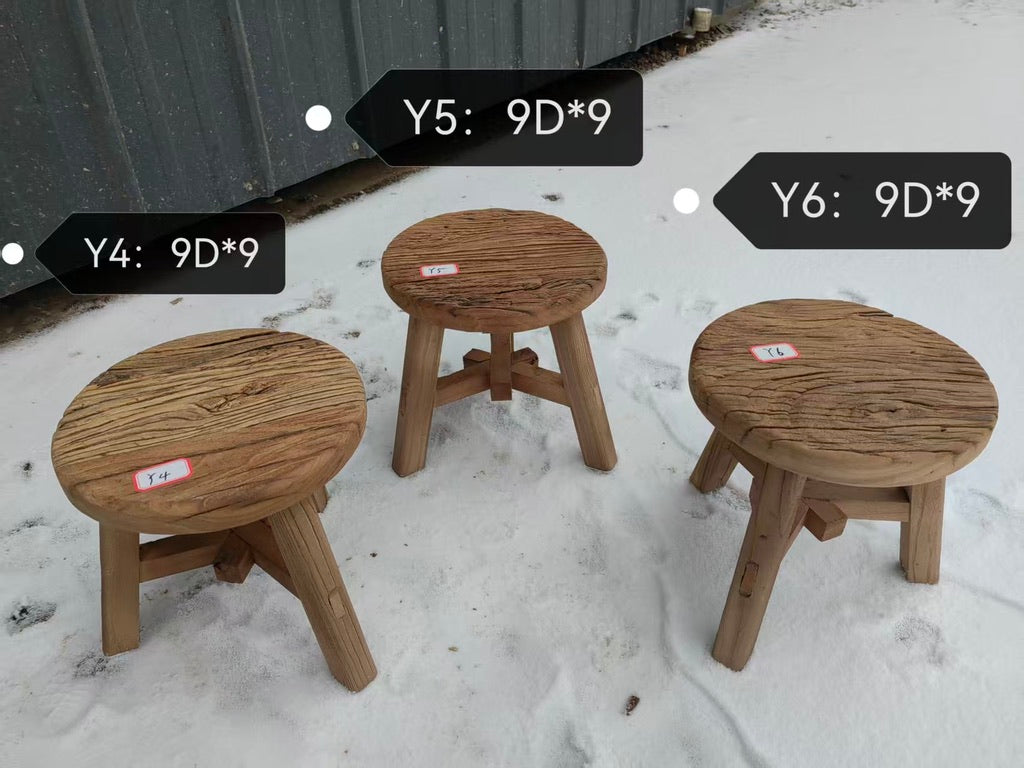 Antique Rustic Elm Wood Mini Stool--Various Sizes