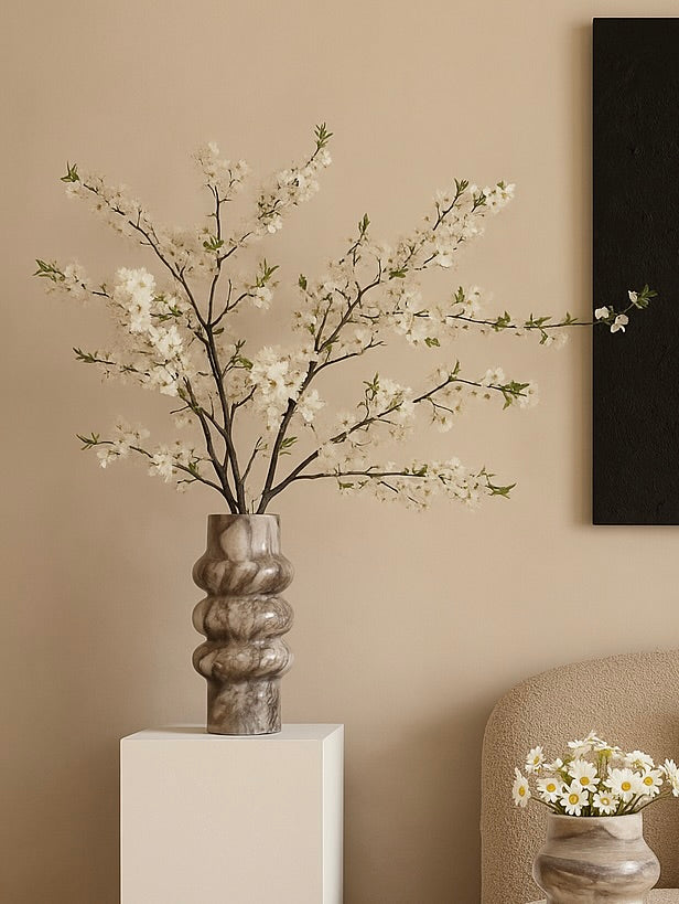 Sculptural Marble Vase – Smoky Grey