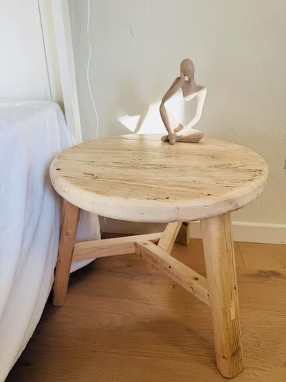 Harmony Vintage Rustic Elm Wood Round Side Table