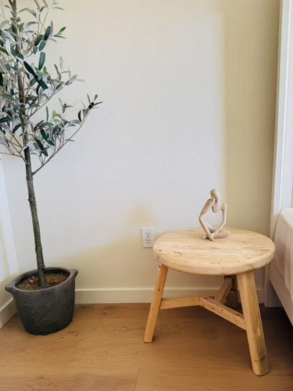 Harmony Vintage Rustic Elm Wood Round Side Table