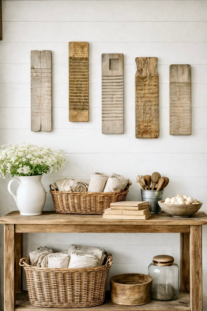 Vintage Chinese Wood Washboard