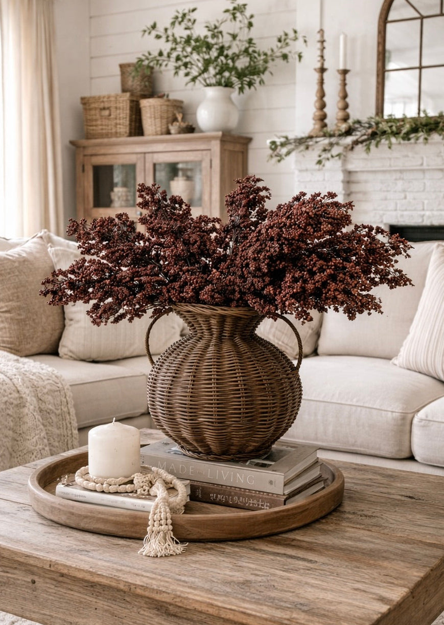 Tall Artificial Berry Stem Bundle, Burgundy, 32‘’
