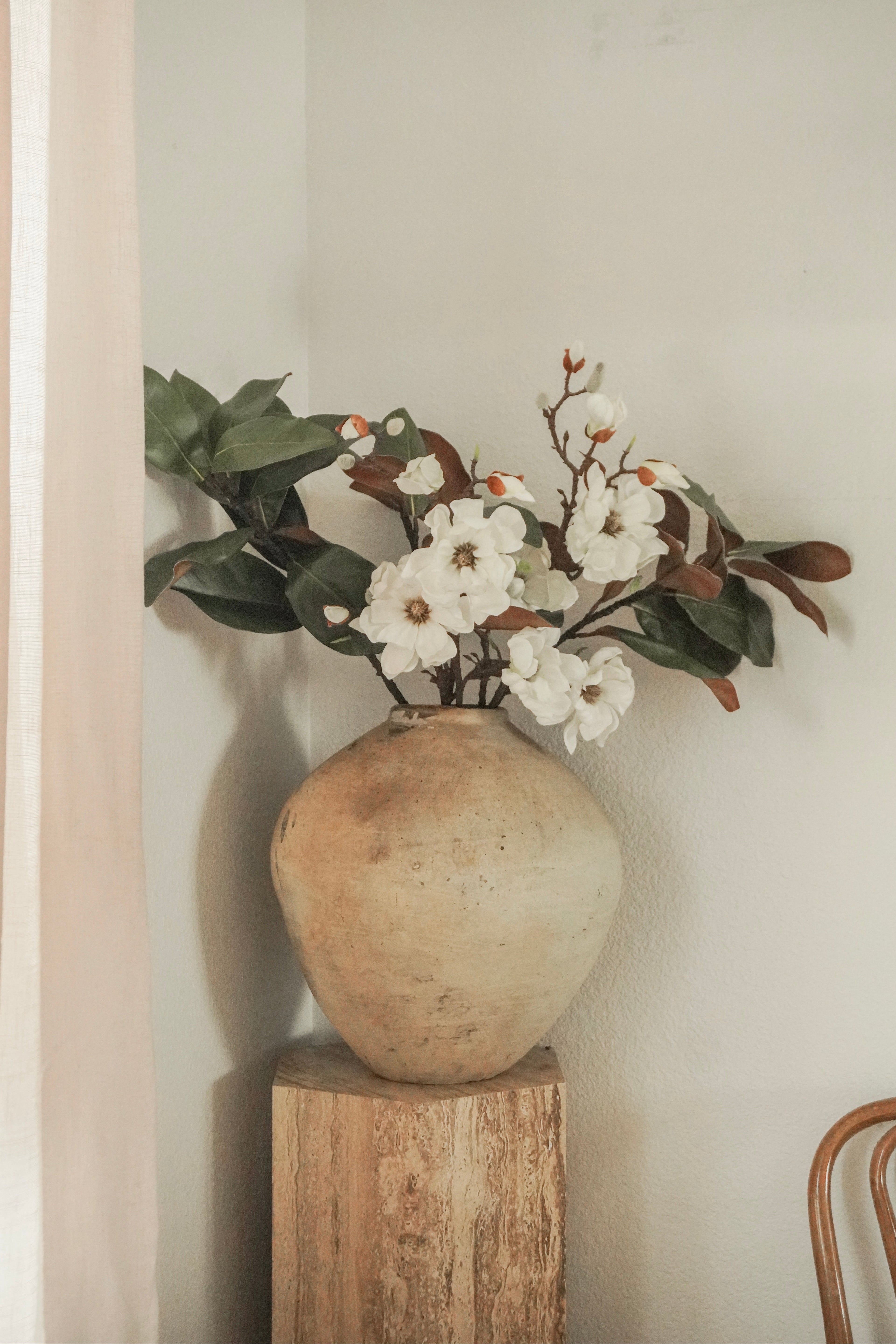 38'' White Magnolia Fake Flower Branch