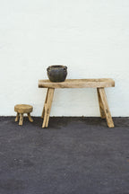 Vintage Wabi-Sabi Rustic Elm Wood Bench - Wide Bench