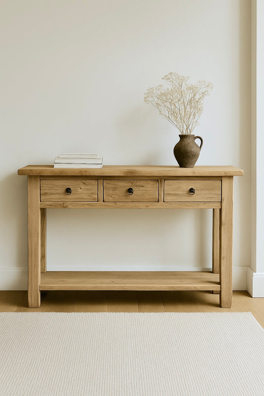 Kai Vintage Reclaimed Elm Wood Console Table with Drawers
