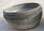 Vintage Rustic Clay Planter - Wide Mouth, Grey, Asian Style