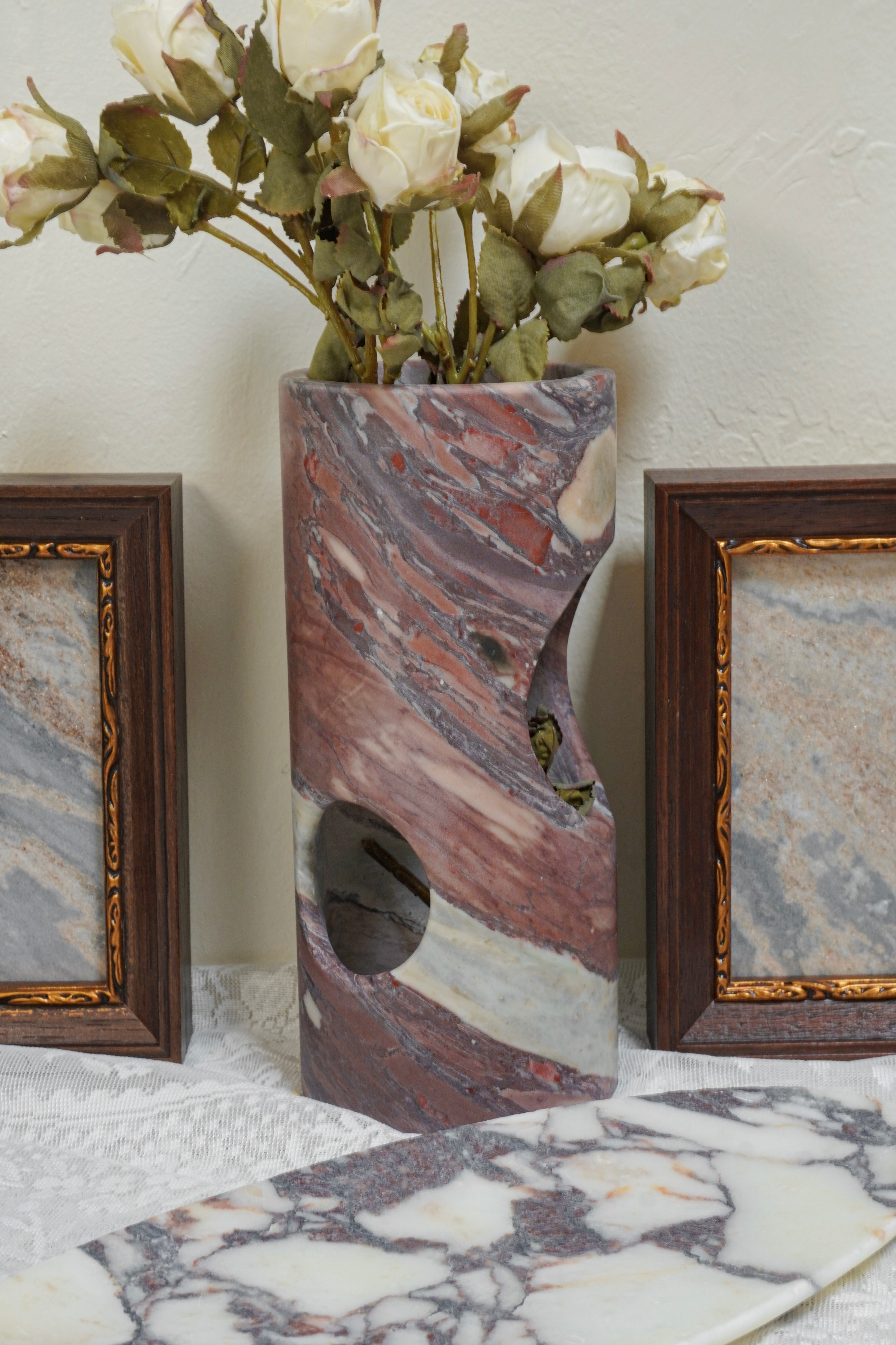 Calacatta Viola Marble Vases with Scalloped Edge--2 Sizes