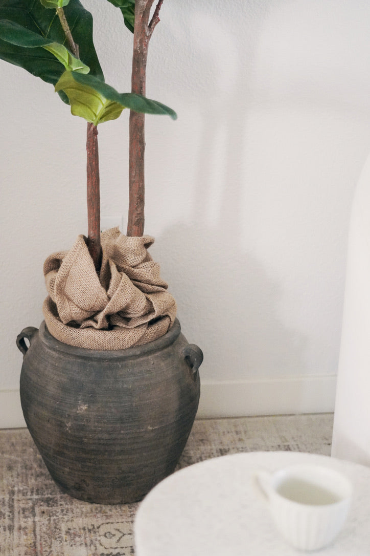 Vintage Rustic Clay Pot - Various Sizes, Grey Color