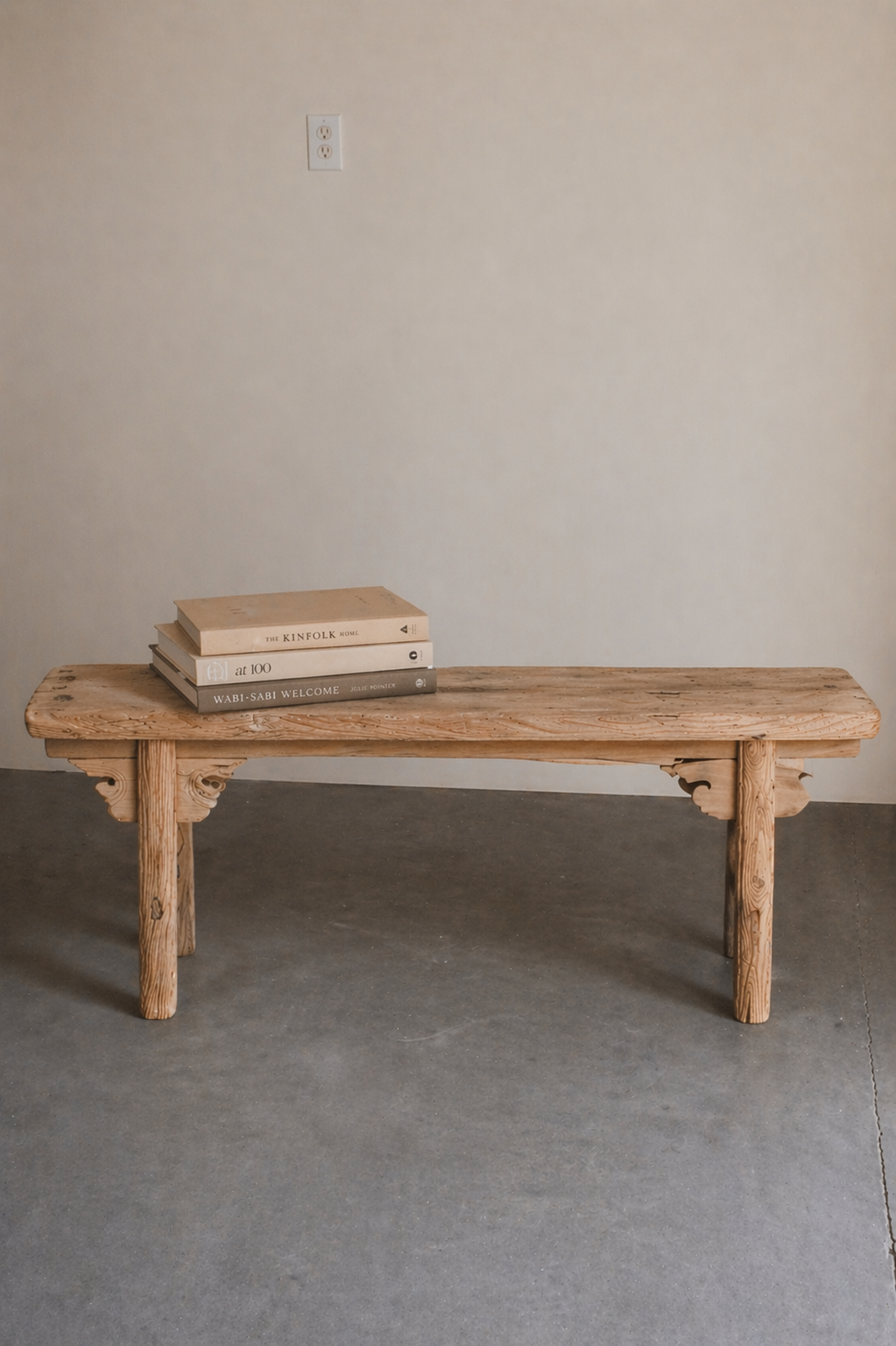 Vintage Rustic Elm Wood Bench--With Panel