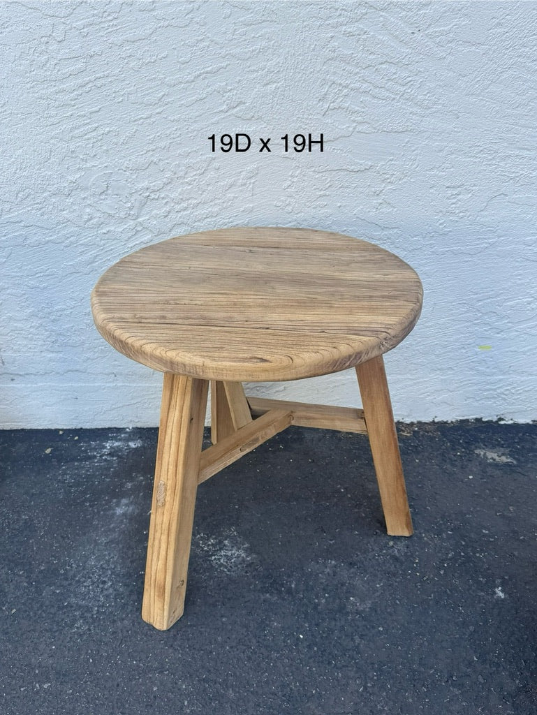 Harmony Vintage Rustic Elm Wood Round Side Table