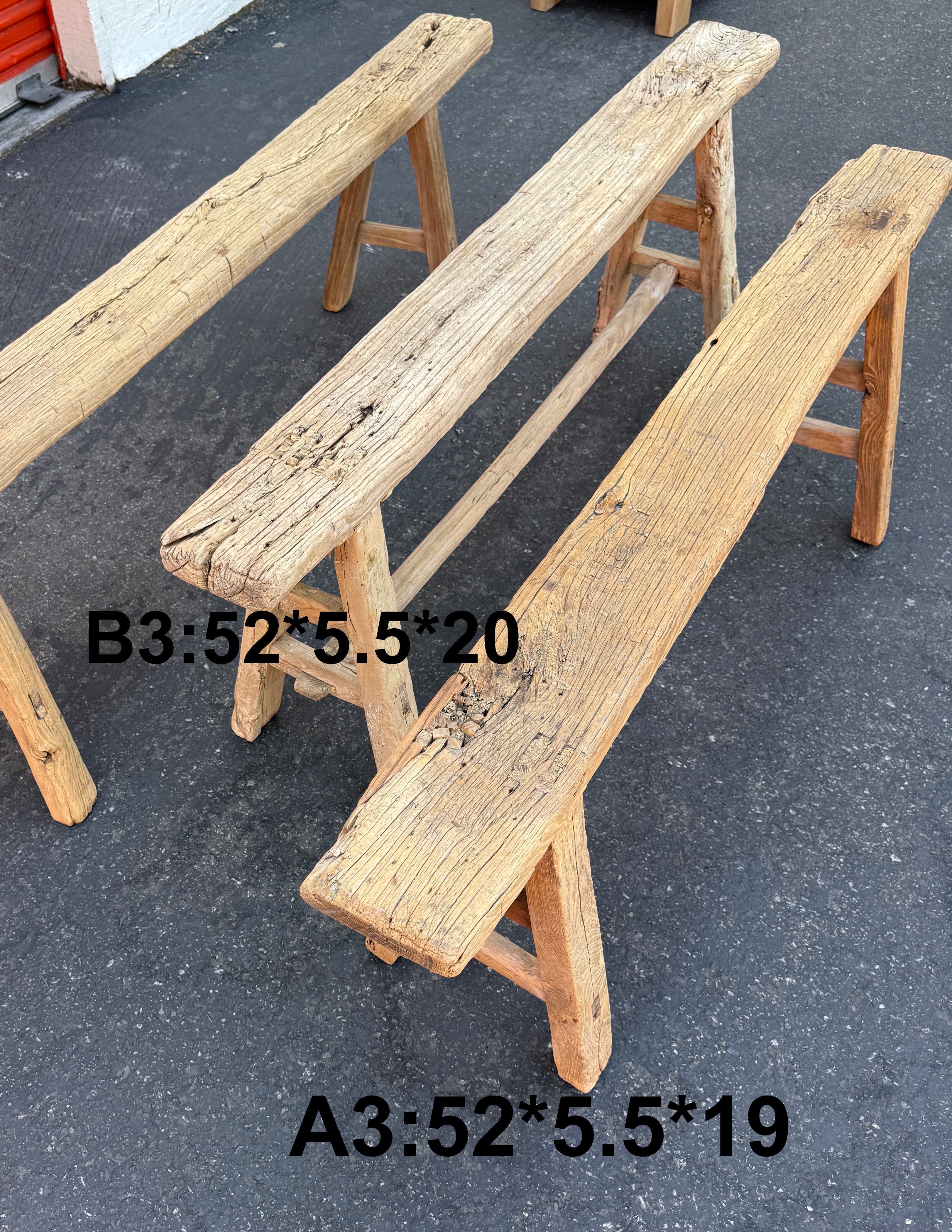Vintage Wabi-Sabi Rustic Elm Wood Bench - Regular Size