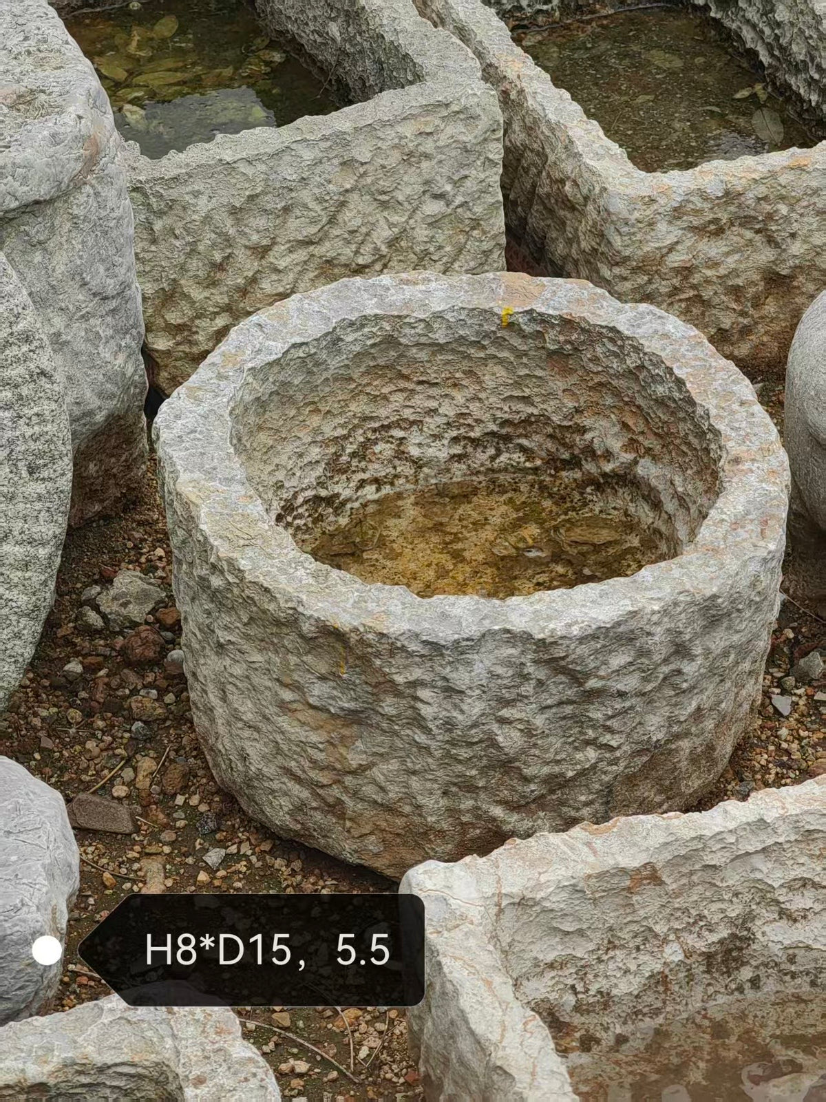 (Coming Soon)Vintage Stone Trough Planter -Round
