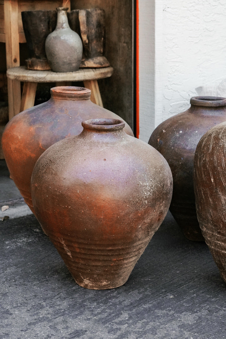 Vintage Chinese Earthenware Pot--Large Tall