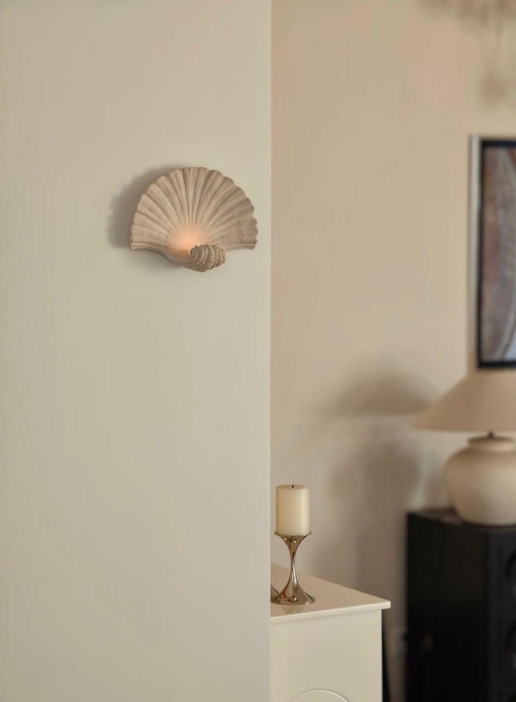Natural Sandstone Seashell Wall Sconce