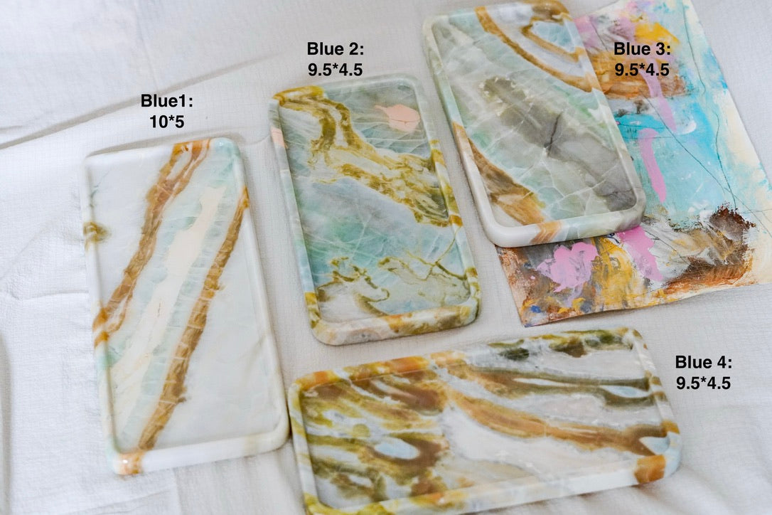 Luxury Green Blue Marble Tray Collection---Various Shape