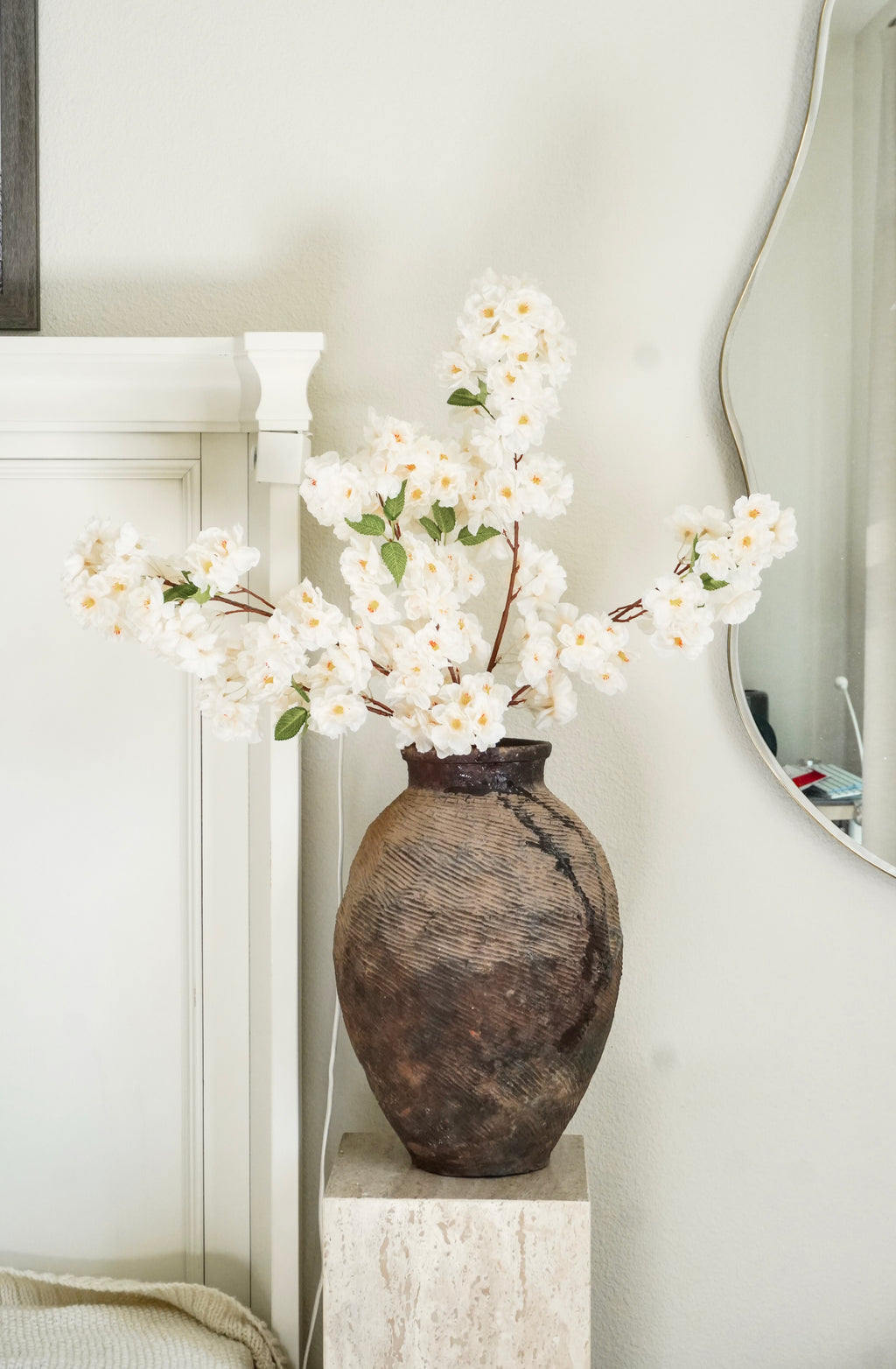 42" Faux Cherry Blossom Stems--White