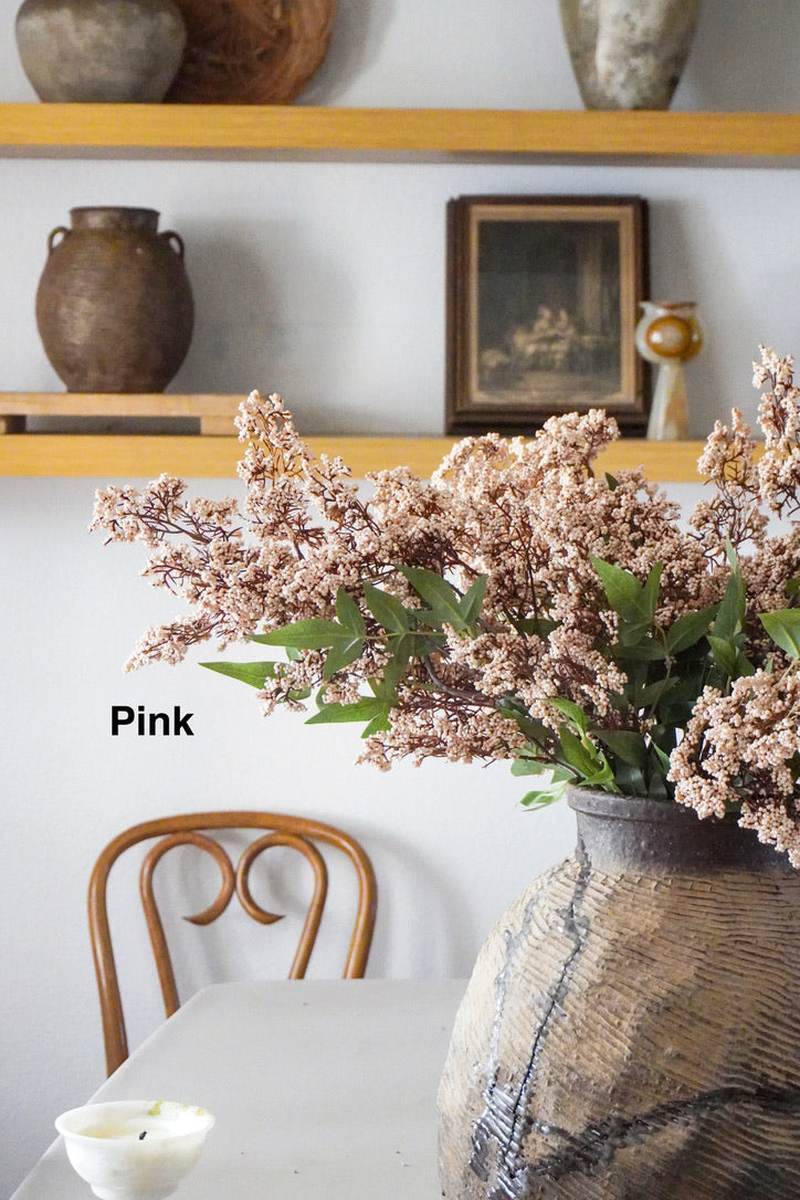 Artificial Berry With Leaves,Pink, 43''