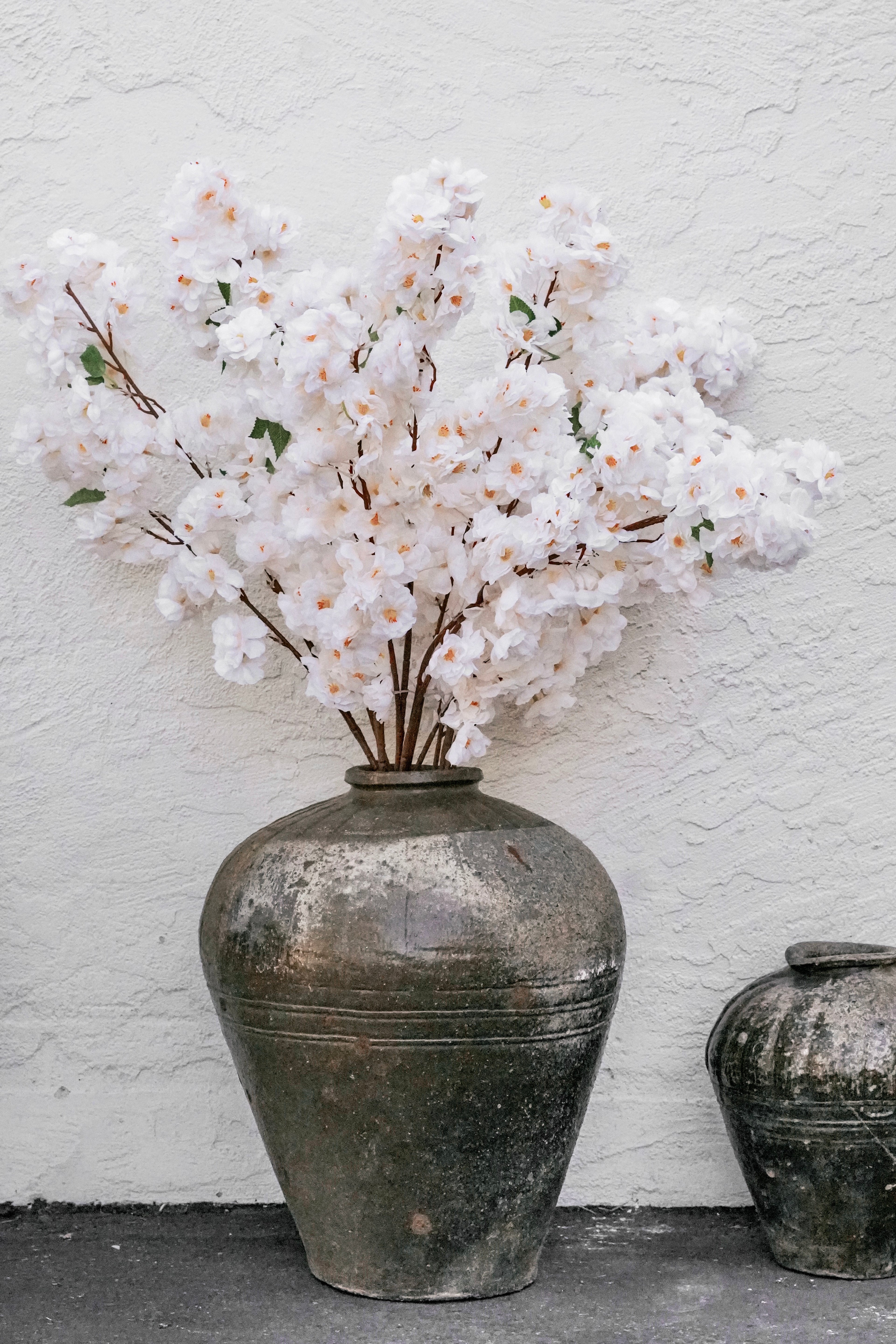 42" Faux Cherry Blossom Stems--White