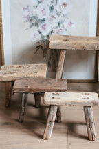 Antique Rustic Elm Wood Mini Stool--Various Sizes