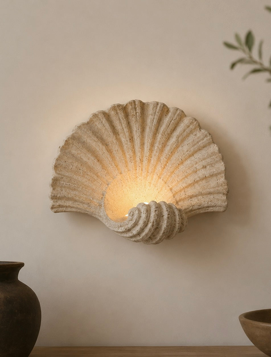 Natural Sandstone Seashell Wall Sconce