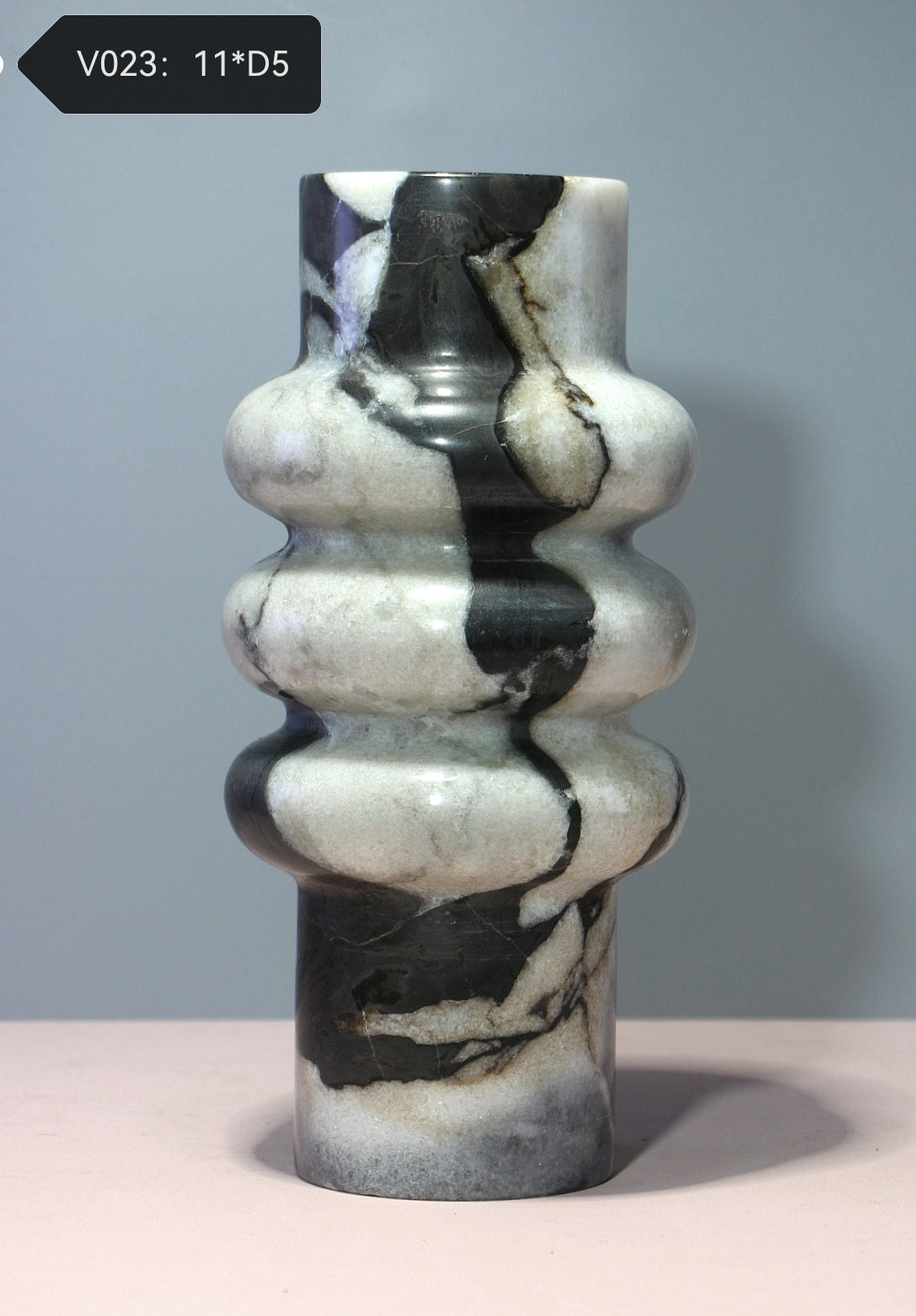 Sculptural Marble Vase – Smoky Grey