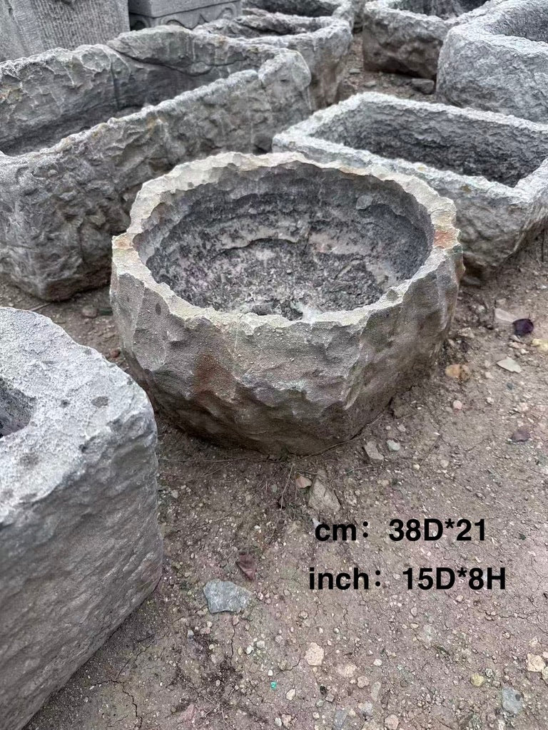 (Coming Soon)Vintage Stone Trough Planter -Round