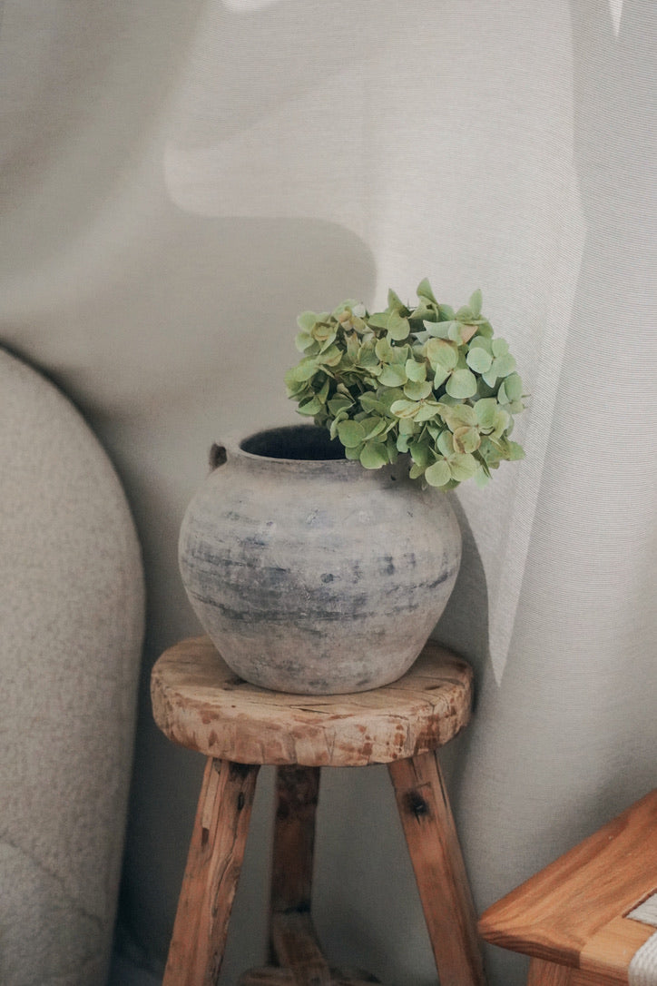 Vintage Rustic Clay Pot - Various Sizes, Grey Color