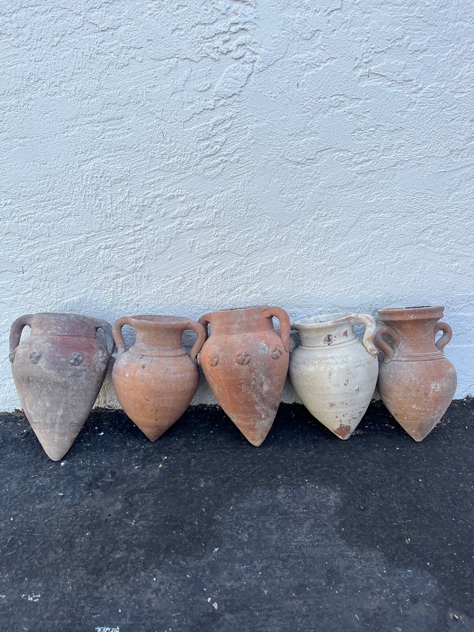Vintage Rustic Hanging Amphora Pot with Pointed Base