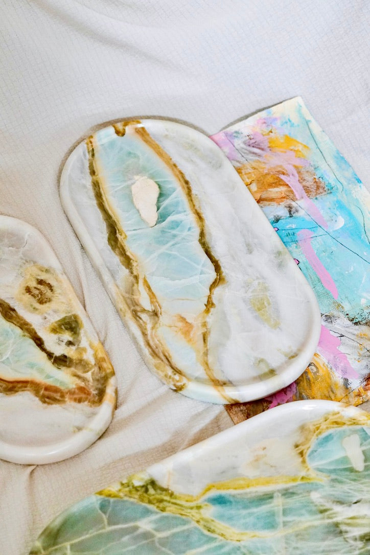 Luxury Green Blue Marble Tray Collection---Various Shape