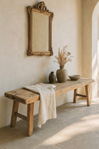 Vintage Wide Extra Long Bench Elm Wood