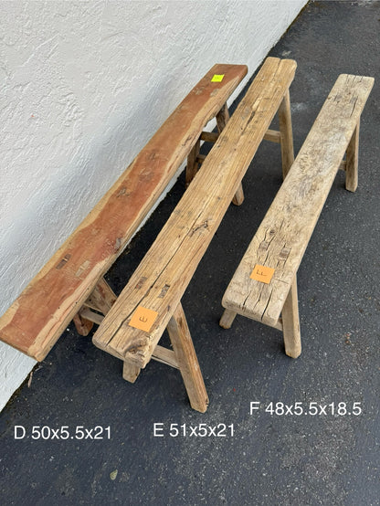 Vintage Wabi-Sabi Rustic Elm Wood Bench - Regular Size