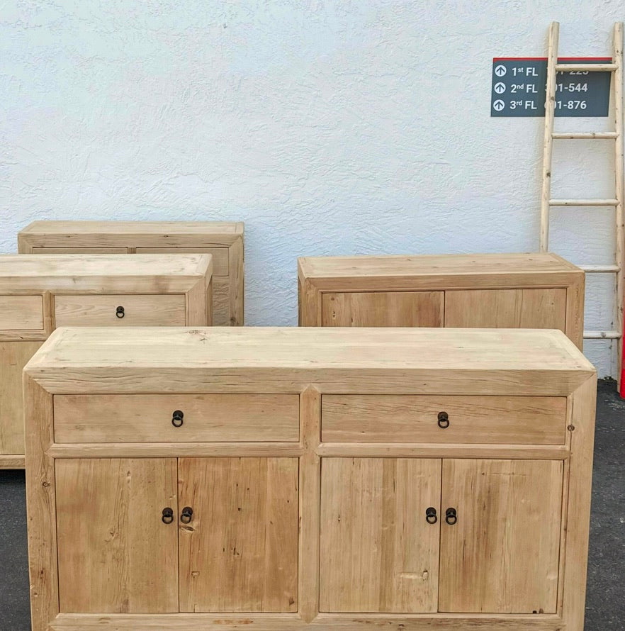 Yun Vintage Pine Wood Sideboard With Drawers-3 Sizes