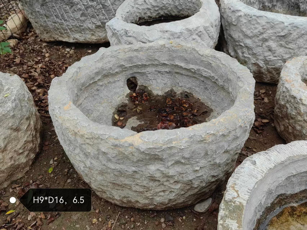 (Coming Soon)Vintage Stone Trough Planter -Round