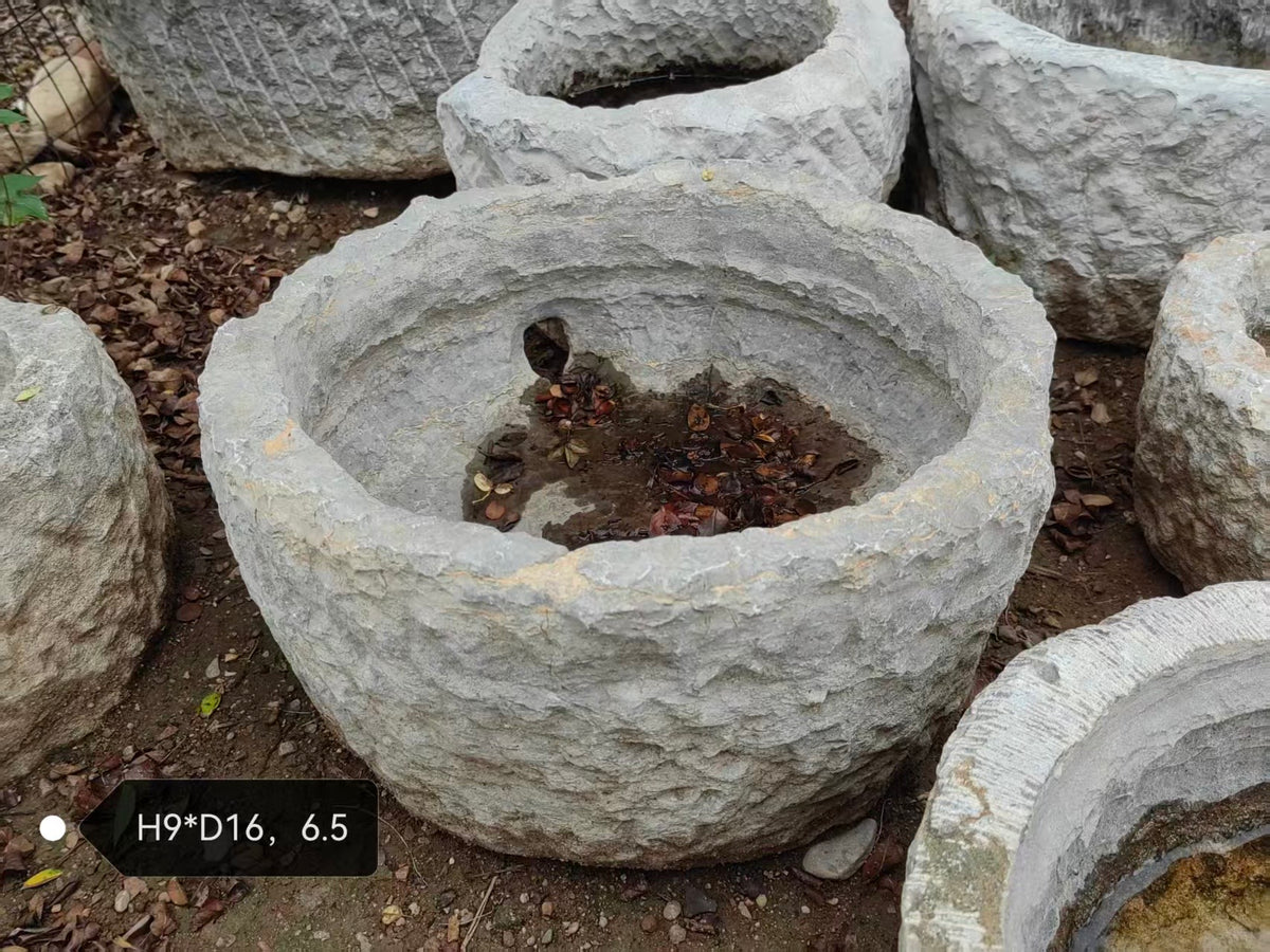 (Coming Soon)Vintage Stone Trough Planter -Round