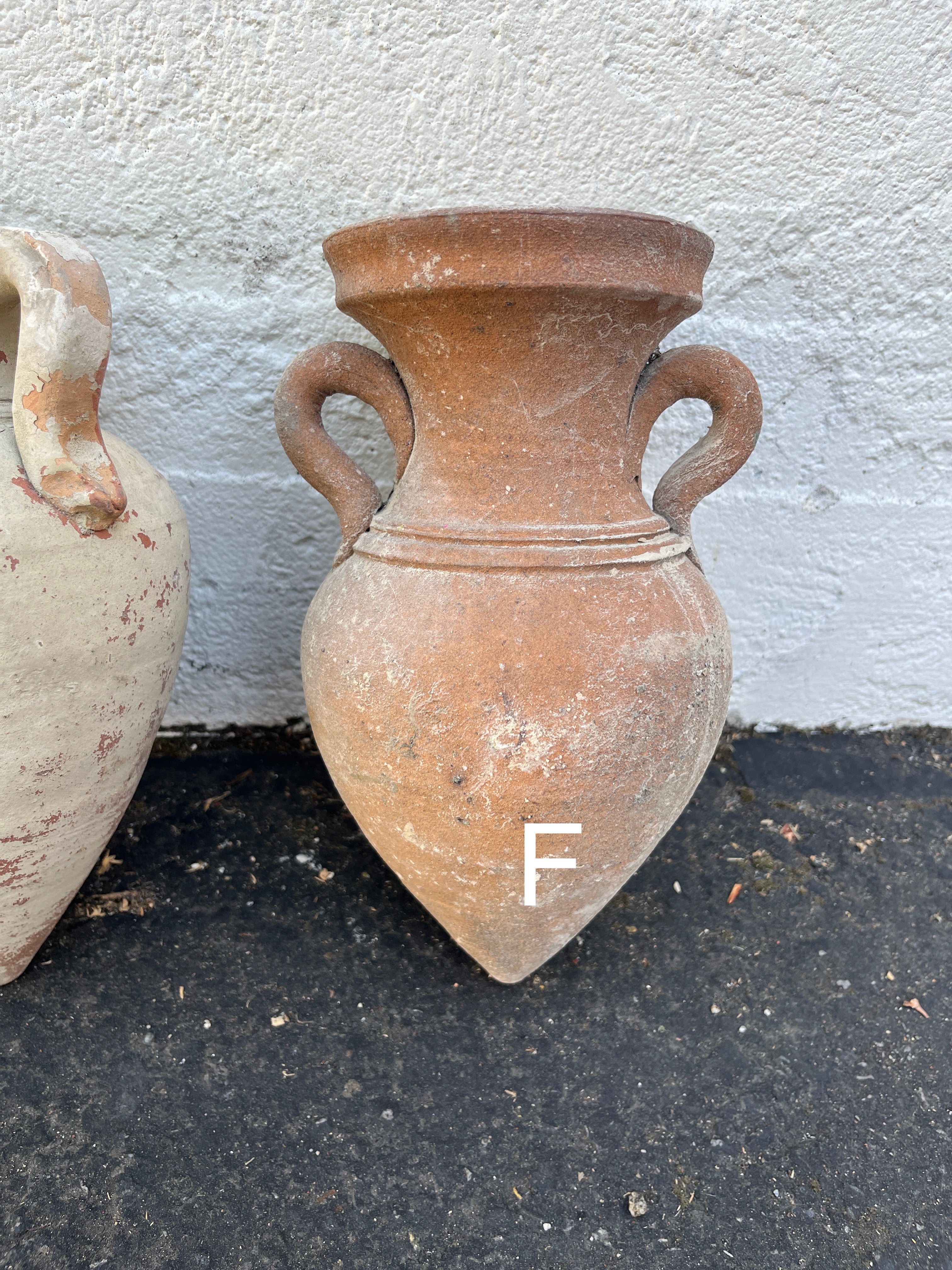 Vintage Rustic Hanging Amphora Pot with Pointed Base