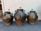 Vintage Rustic Clay Pot with Handles - Pearl Shape