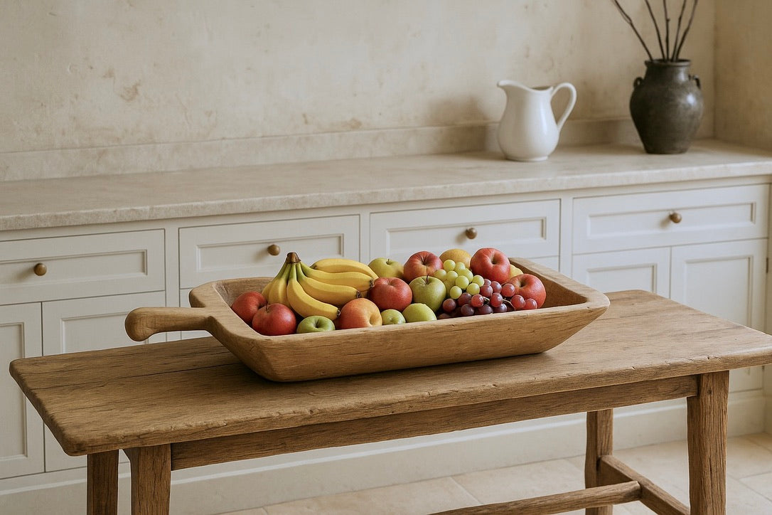 Vintage Wood Basin Large with Handle