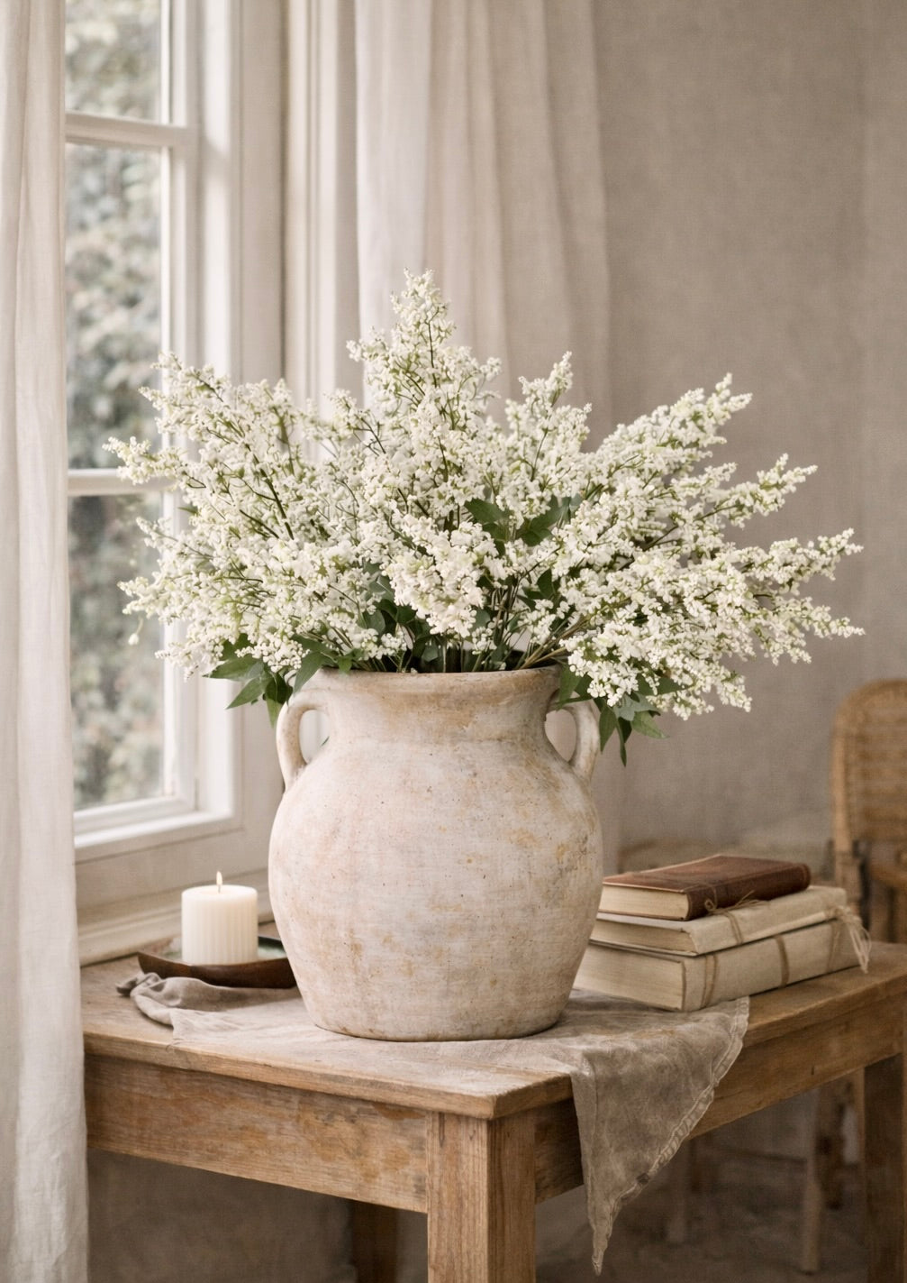 Artificial Berry With Leaves | White | 43''