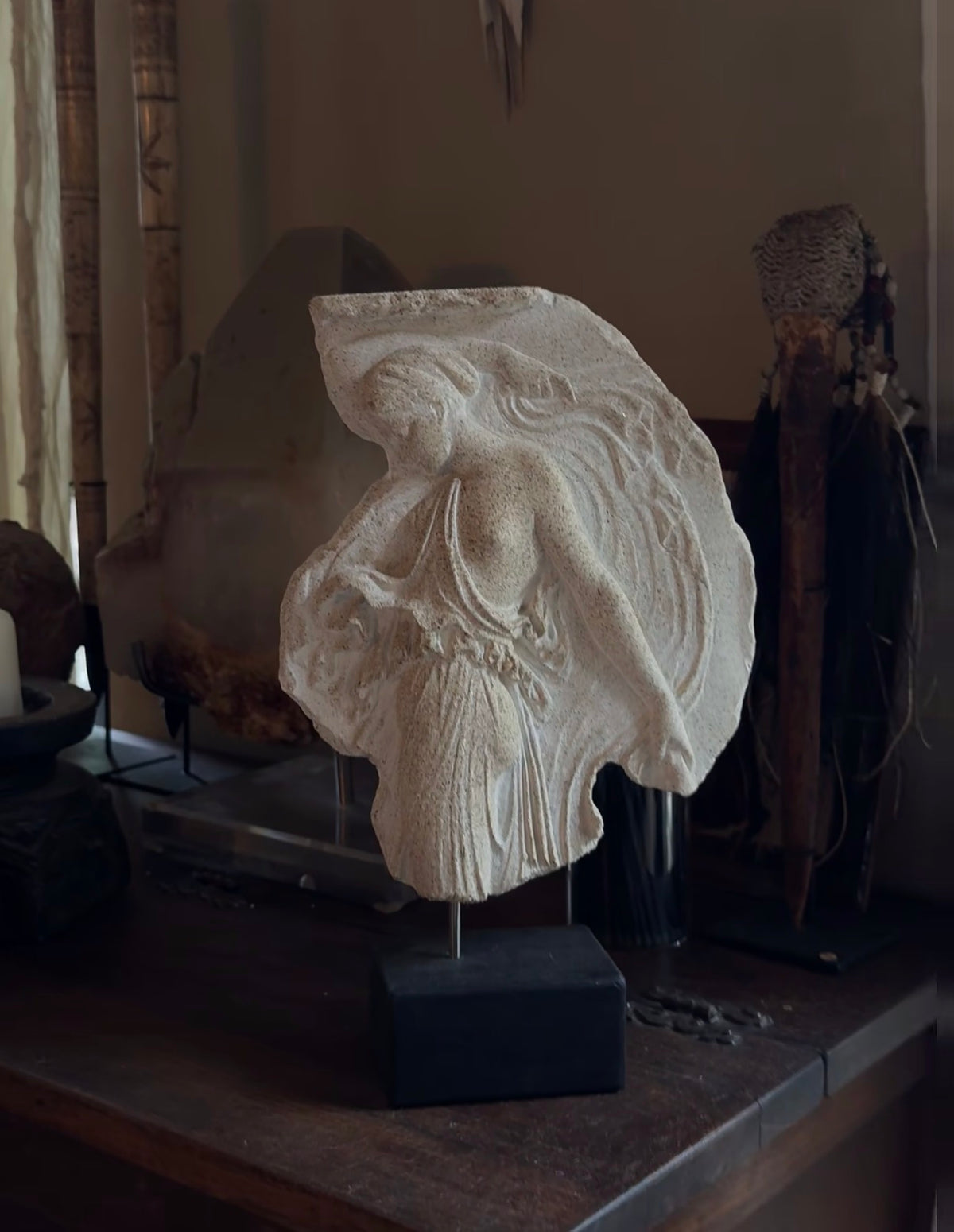 Greek Bacchante Sandstone Sculpture