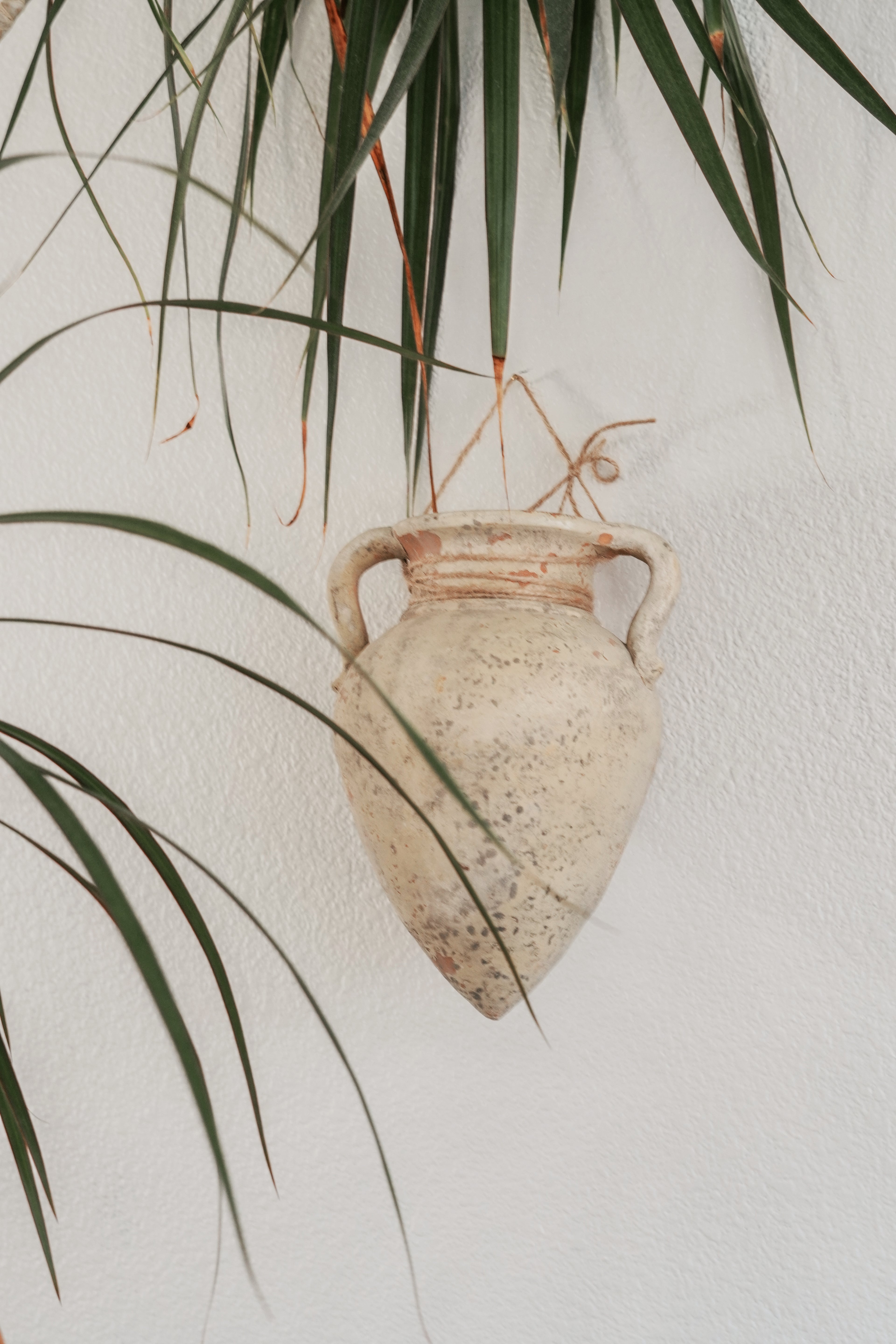 Vintage Rustic Hanging Amphora Pot with Pointed Base