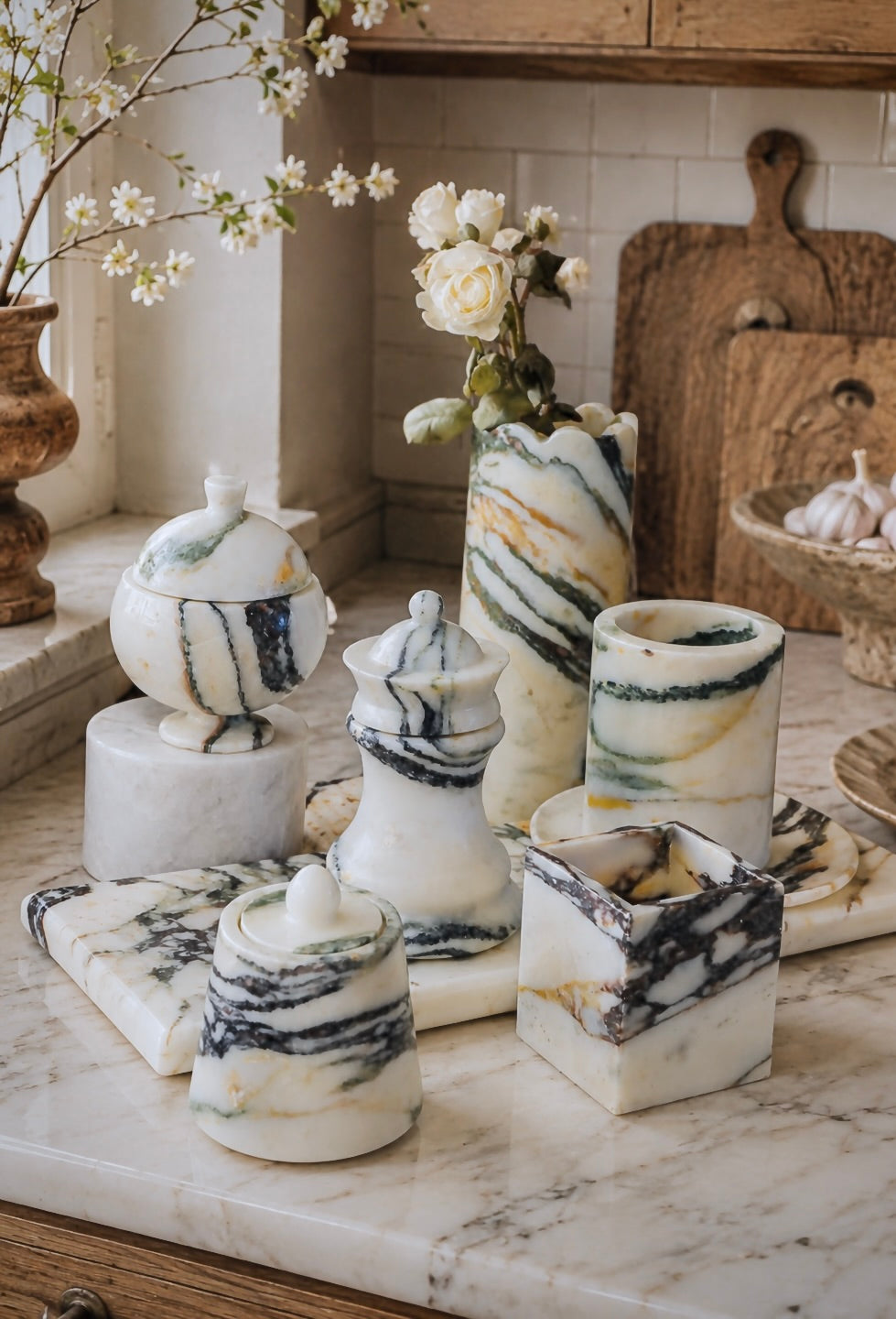 Calacatta Viola Marble Kitchen Decor Set