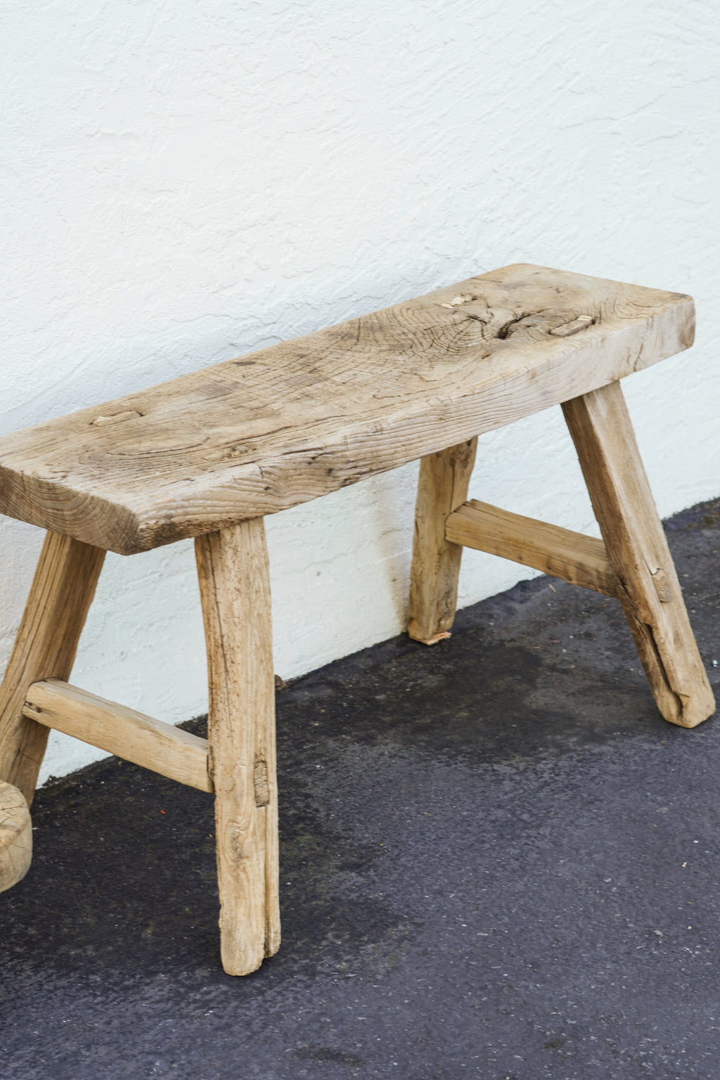Vintage Wabi-Sabi Rustic Elm Wood Bench - Wide Bench
