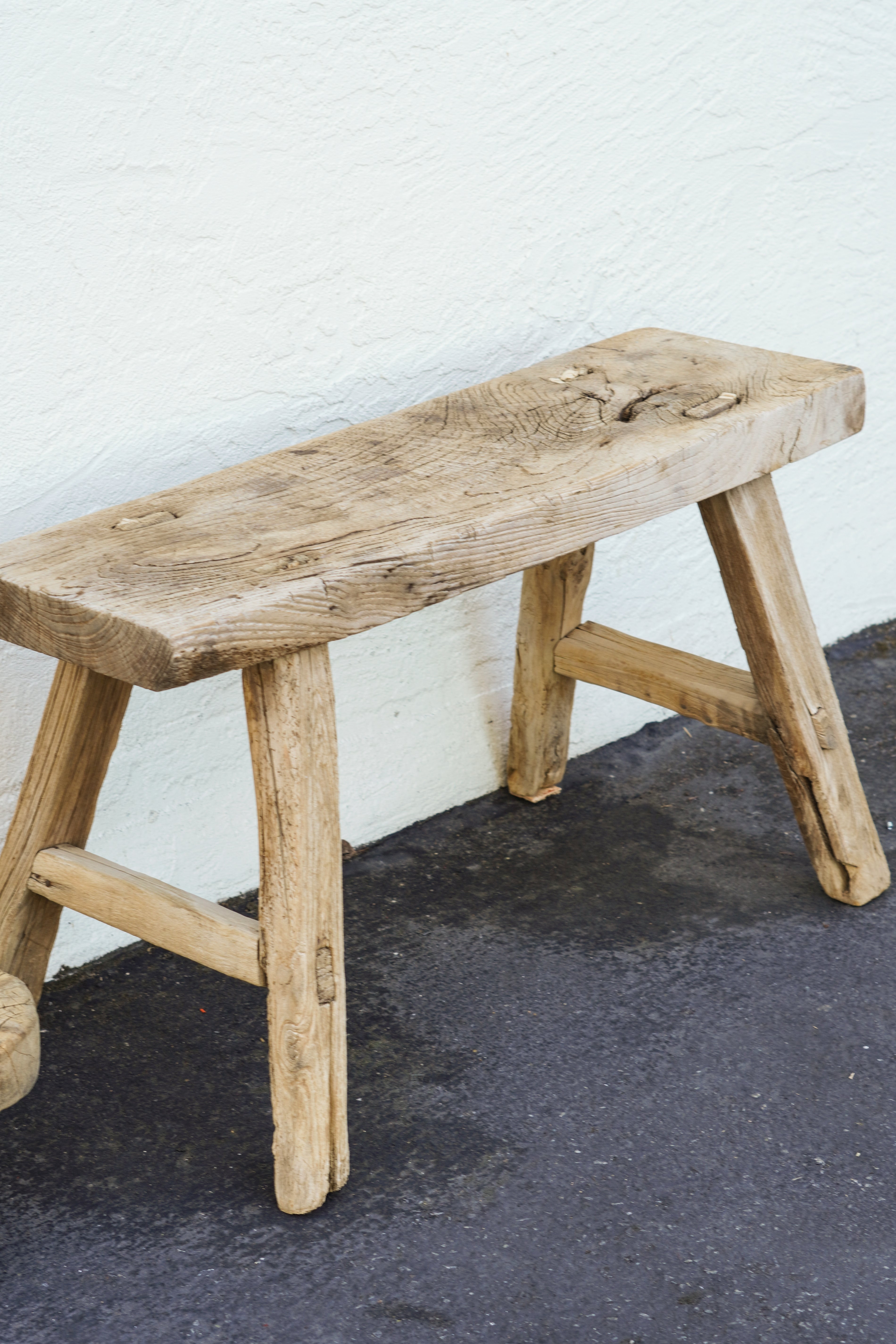 Vintage Wabi-Sabi Rustic Elm Wood Bench - Wide Bench