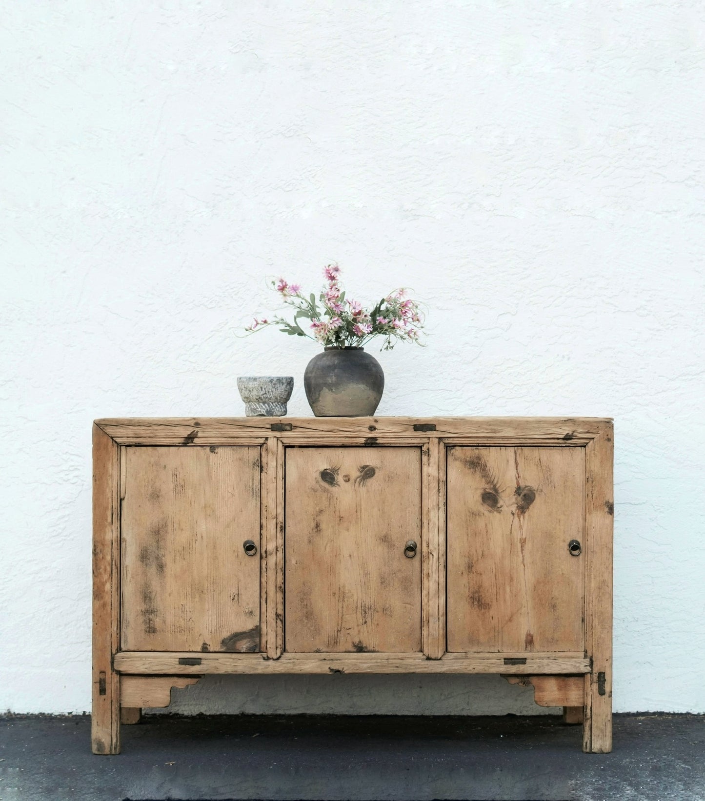 Vintage Elm Wood Sideboard