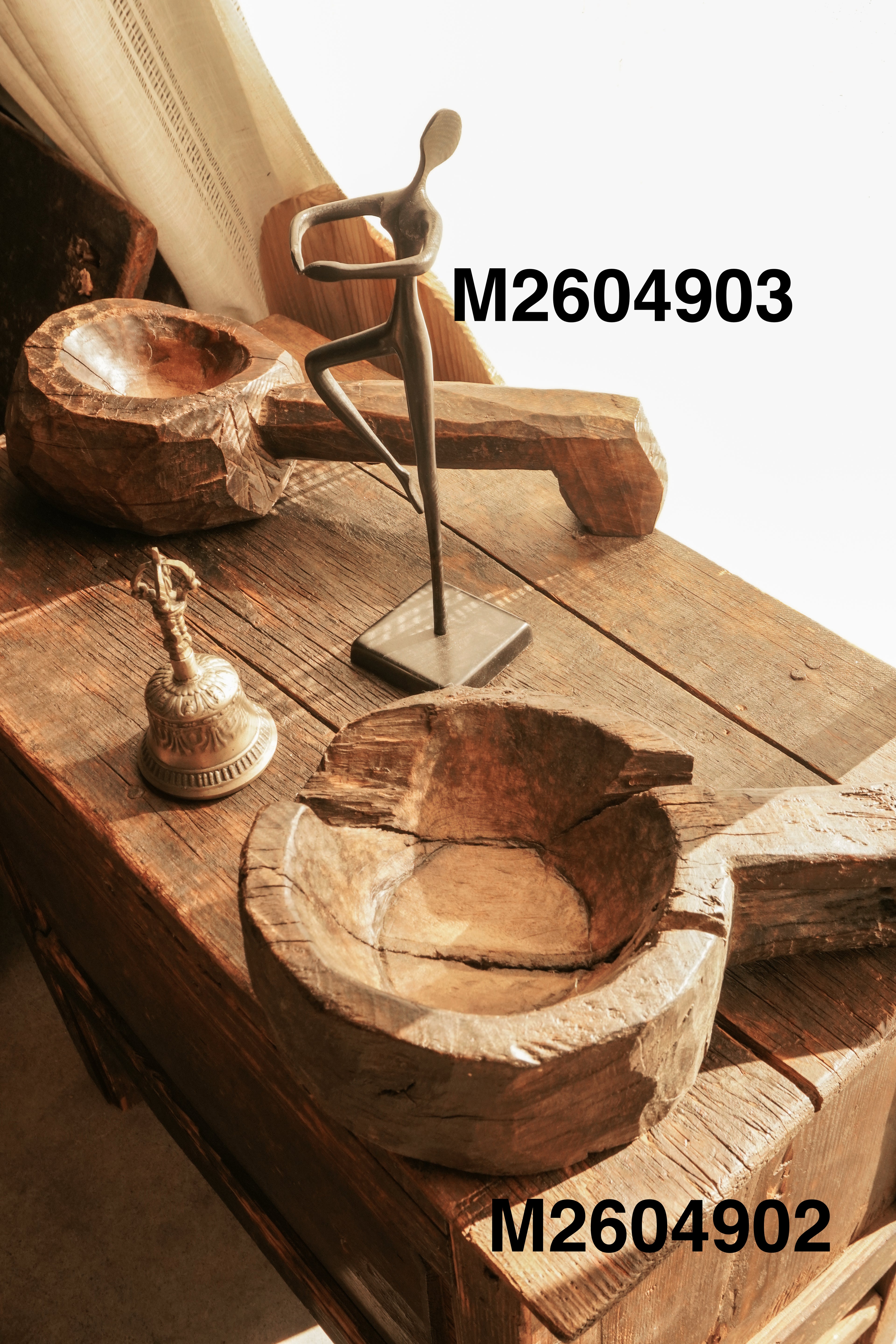 Antique Wood Grinder Bowl with Handle