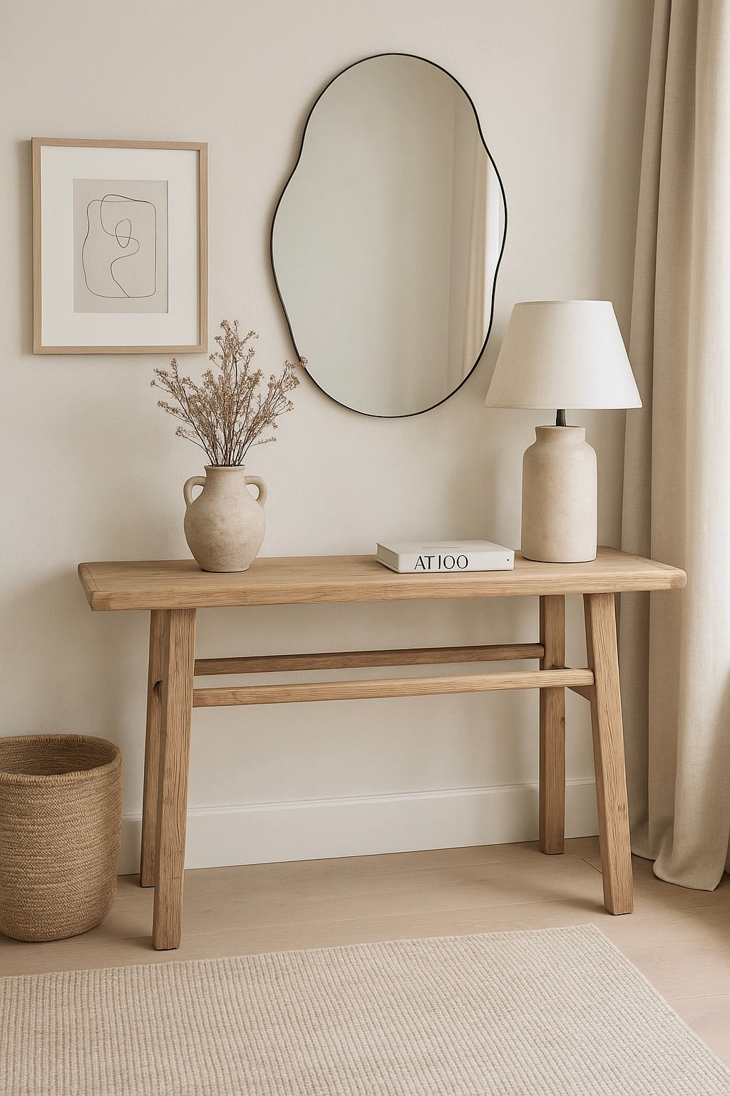Vintage Reclaimed Elm Wood Console Table